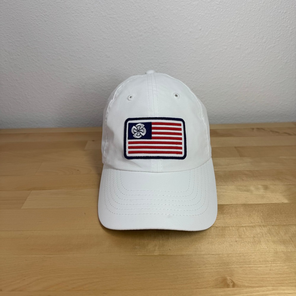 White Charbonneau GC Golf Club Hat American Flag Clover Patch‎ Adjustable Light